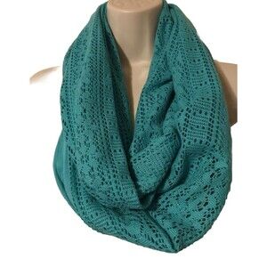 Lightweight Infinity Accent Neck Scarf Solid Sea Foam Green Lace Knit 12x60"